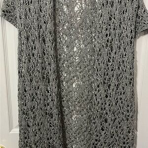 Eileen Fisher Gray Open-Knit Cardigan